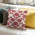 thumbnail image 3 of BANET Block Print Throw Pillow Covers  Red and Blue Vintage Boho Floral Outdoor Decorations Decorative Throw Pillows Cases Cushion Covers for Home Living Room Couch Decor 24x24in, 3 of 5