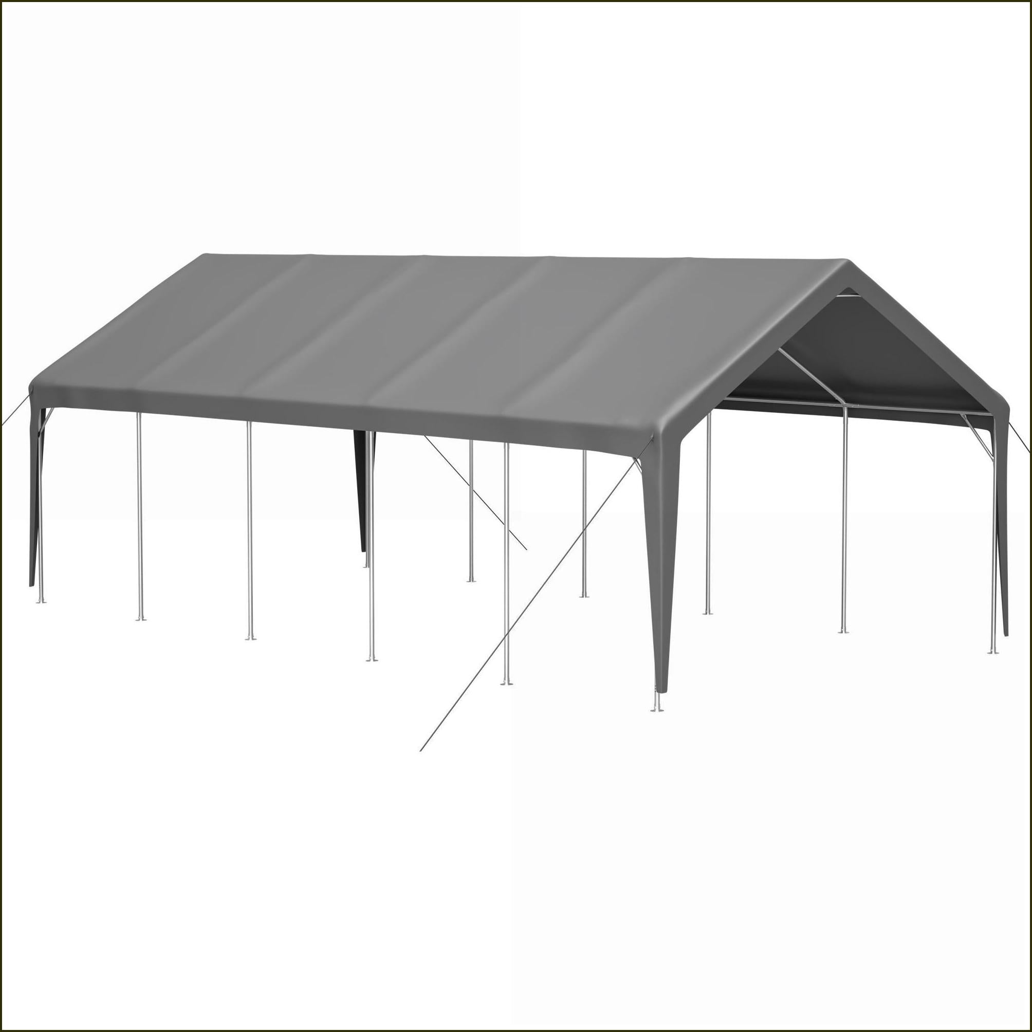 Carports 13x26 FT Heavy Duty All-Weather Portable Shelter for Cars, Boats, Storage Outdoor Events | Gray | Steel