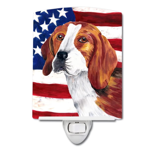 Caroline'S Treasures Sc9005Cnl Bandera Estadounidense Con Beagle Luz Nocturna De Cerámica Compacta Con Certificación Ul, Ideal Para Dormitorio, Baño, Guardería, Pasillo, Cocina, 6 X 4 X 3, Multicolor