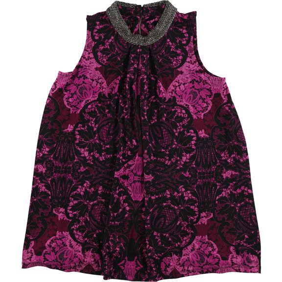 Alfani Womens Embellished Knit Blouse, Pink, Large