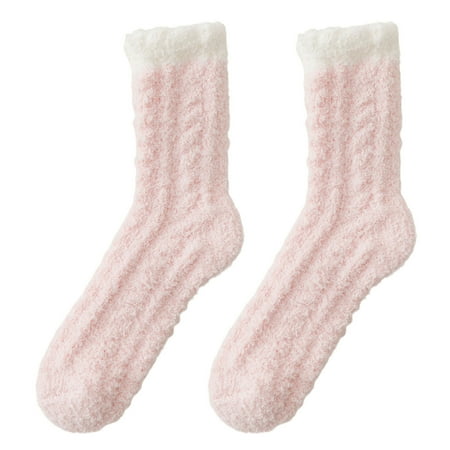 

ManMan 1 Pair Winter Stocking Coral Fleece Thicken Plush Warm Long Socks for Home