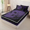 thumbnail image 2 of Homewish Baroque Antique Skull Zipper Full Size Comforter Sets with Fitted Sheet and 2 Pillowcases for Kids, Lavender Mandala Floral Zipper Bedding Set, Black Reversible, 4pcs, 2 of 6
