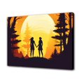 thumbnail image 1 of Dos mujeres en el bosque, siluetas contra el atardecer, tomadas de la mano, póster de lienzo, decoración de dormitorio, paisaje deportivo, decoración de oficina, regalo, estilo marco, 12 x 18, 1 of 8