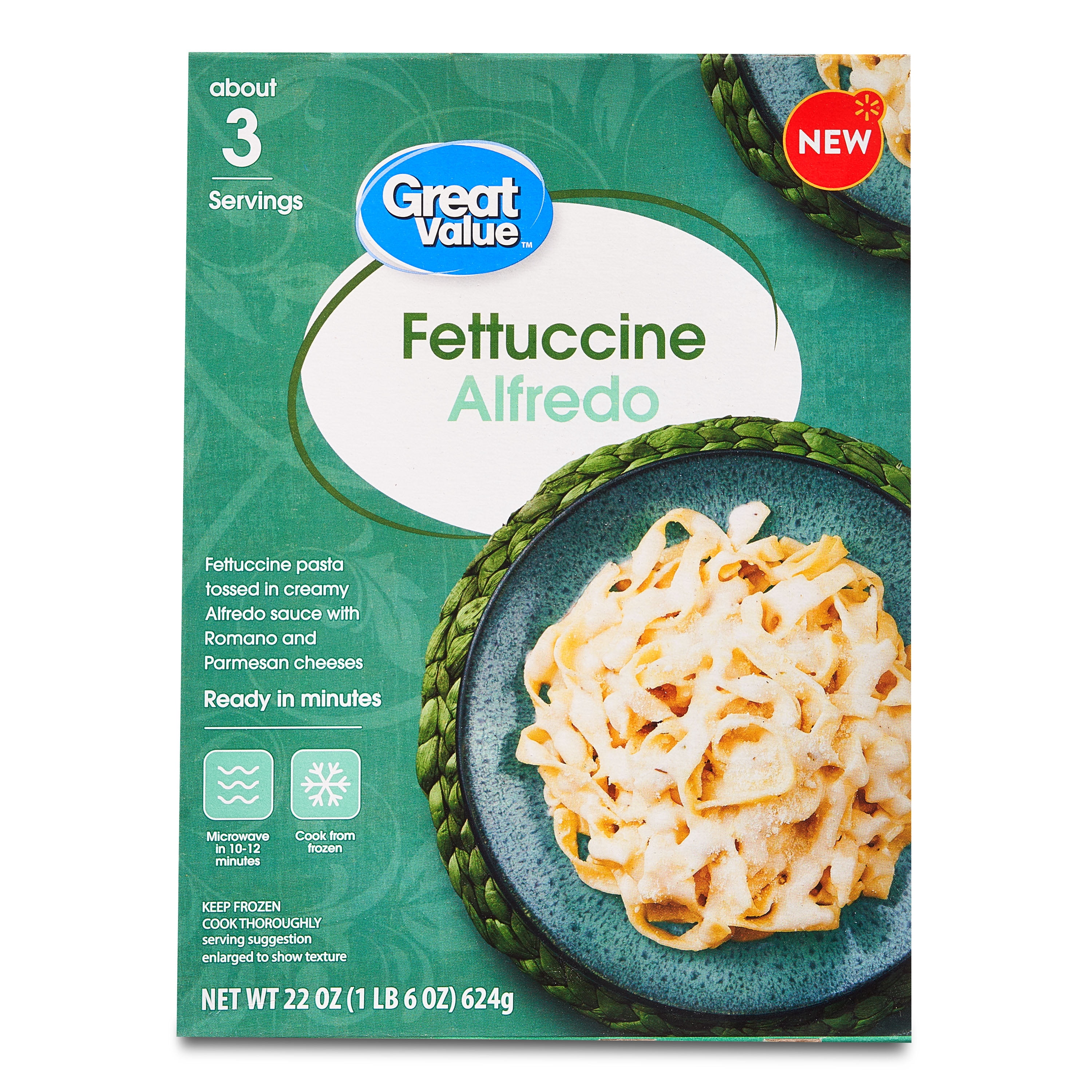 Great Value Fettuccine Alfredo Packaged Meal, 22 oz (Frozen)