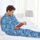 thumbnail image 5 of Balery Blue Fish Pijama para Hombre de Dos Piezas con Manga Larga, Conjunto de Dormir y Descanso Suave con Bolsillos-Medium, 5 of 5
