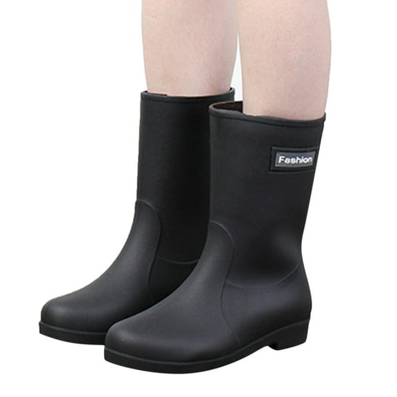 Dakaela Women's Mid Calf Rain Boots Waterproof Garden Shoes Slip on Rubber Fishing Rainboots Booties