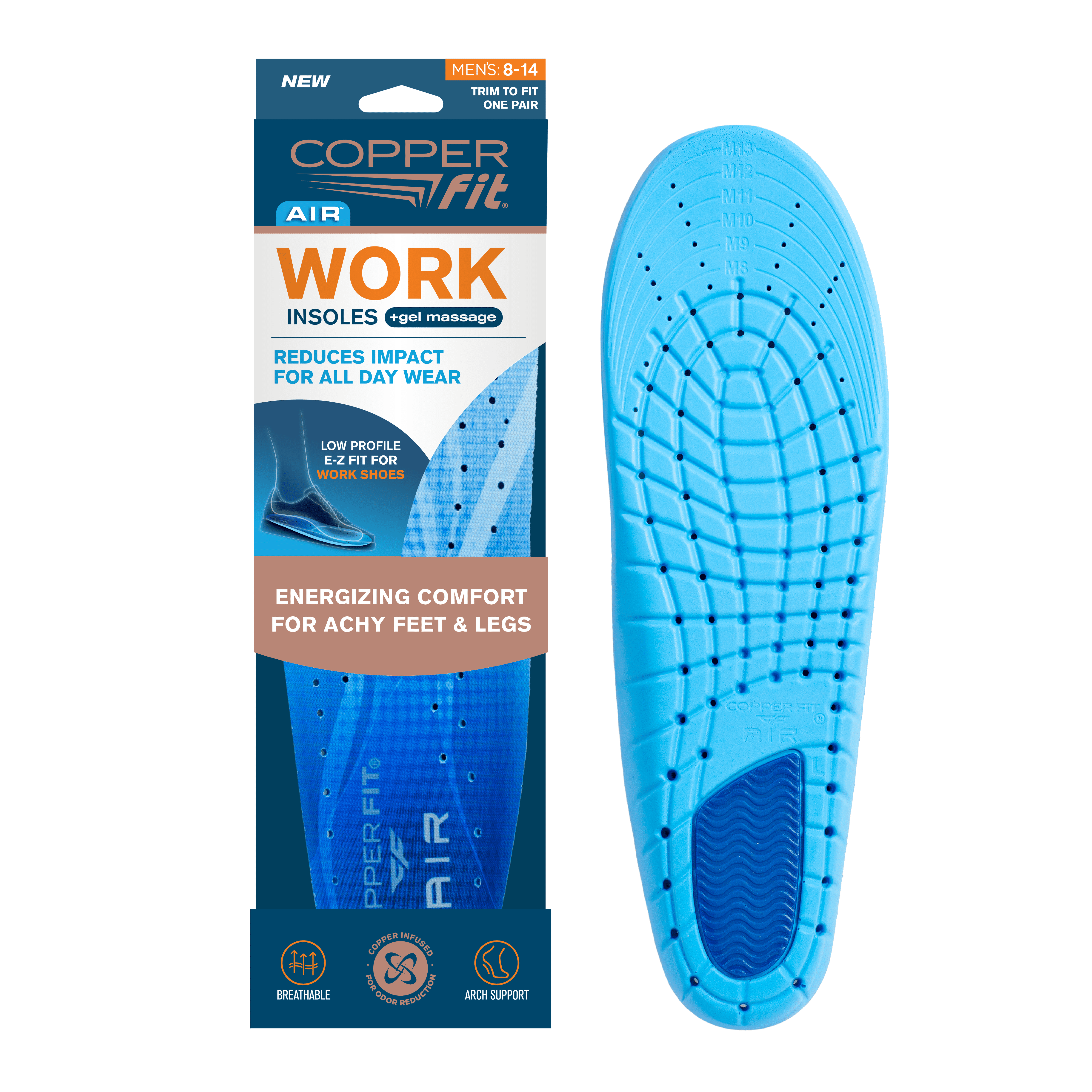Arch Support Copper Fit Shoe Inserts Copper Fit® Anti-Fatigue Work