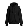 thumbnail image 3 of Women's Full Zip Hoodie Thicked, Oversized Long Sleeve Hooded Sweatshirt with Pockets, Womens Zip Up Hoodies with Hoods, #01_Black, S, 3 of 6