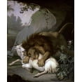 thumbnail image 2 of Peter, Wenzel 15x17 White Modern Wood Framed Museum Art Print Titled - A Lion Attacking a Goat, 2 of 4