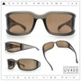 thumbnail image 2 of Womens Trendy Curved Wrap Around Rectangle Thick Temple Plastic Sunglasses Slate - Brown, 2 of 8