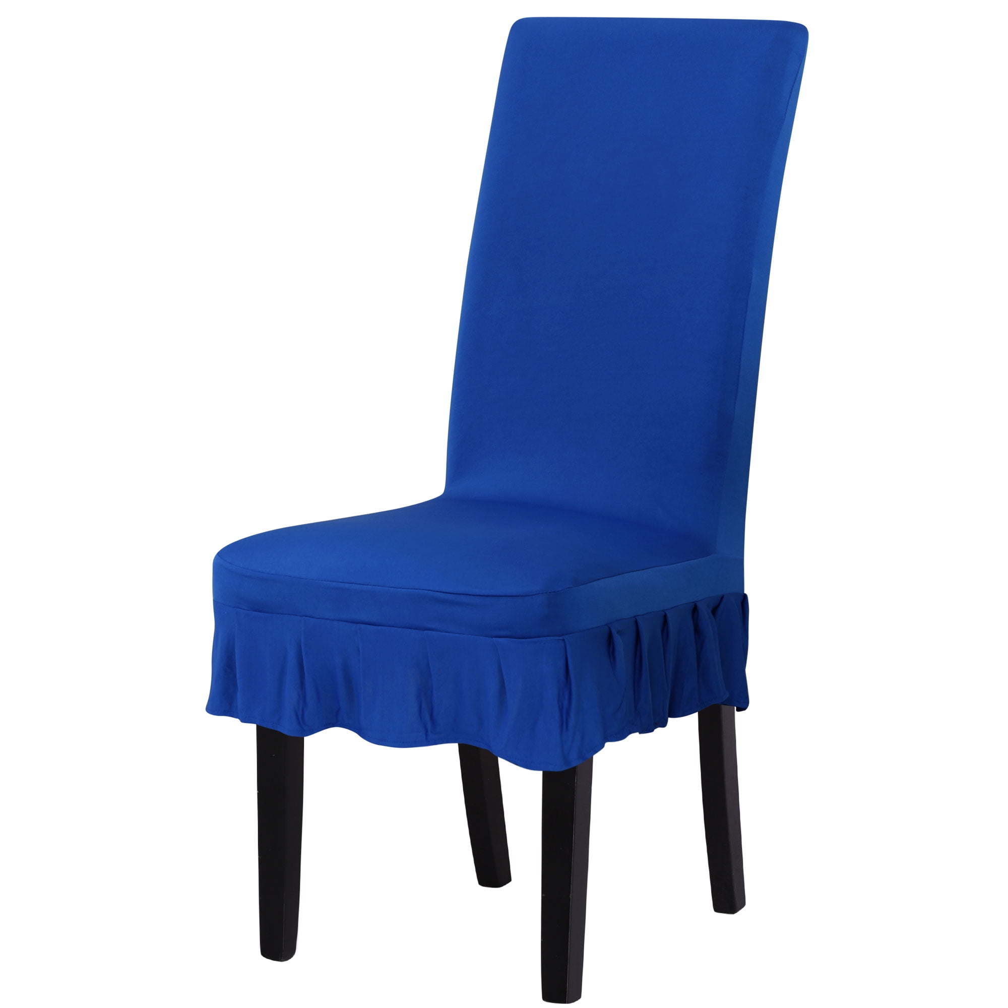 Unique Bargains Ruffled Skirt Dining Chair Cover Set Royal Blue L
