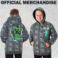 thumbnail image 3 of Sudadera con Capucha de Forro Polar con Cierre y Bolsillos para Niños Minecraft Gris, 3 of 5