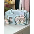 thumbnail image 4 of Large Capacity Ita Tote Bag with Clear Display Window for Women and Girls, JK Style Commuter Shoulder Crossbody Handbag with Bow and Stitching Detail in Pink Blue White for Daily Use, 4 of 7