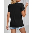 thumbnail image 2 of jinghuiyue Womens Tops Short Sleeve Causal Summer Lace V Neck Solid Color T Shirts Petal Sleeve Trendy Dressy Blouses S, 2 of 7