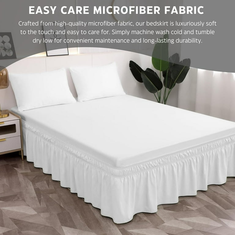 Bed Skirt Queen Size Wrap Around Bed skirt 18 Inch Drop Easy Fit