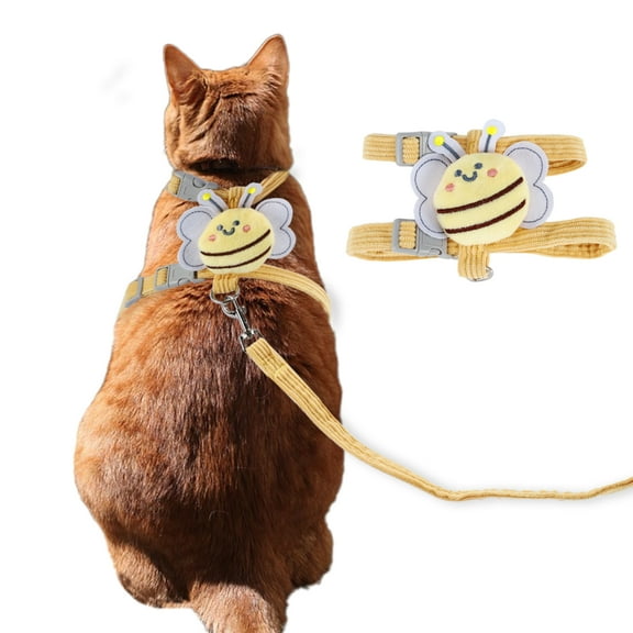 Unique Bargains Cat Harness and Leash Set Adjustable Kitten Harness for Cats M Yellow
