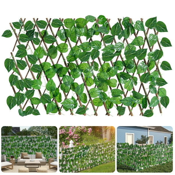 GOTGELIF 27x27 inch Expandable Artificial Ivy Leaf Privacy Fence Outdoor Privacy Screen for