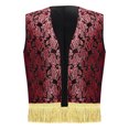 thumbnail image 1 of inlzdz Gilet Prince Arabe Sans Manches Brodé à Franges Mini Veste Noire Rouge 8, 1 of 4