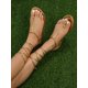 thumbnail image 2 of Women Gold Color Metallic Tie Leg Design Thong Sandals, Flat Sandals For Party, 2 of 5