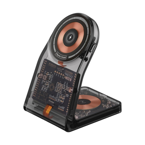 Cargador inalámbrico magnético transparente tres en uno para teléfono móvil, carga rápida de 15 W, reloj multifuncional, carga inalámbrica.