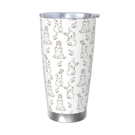 

Salouo Bunny And Bird Print 20oz Tumbler with Lid Stainless Steel Vacuum Insulated Tumbler Durable Insulated Coffee Mug Thermal Cup with Splash Proof Sliding Lid-Without Straw