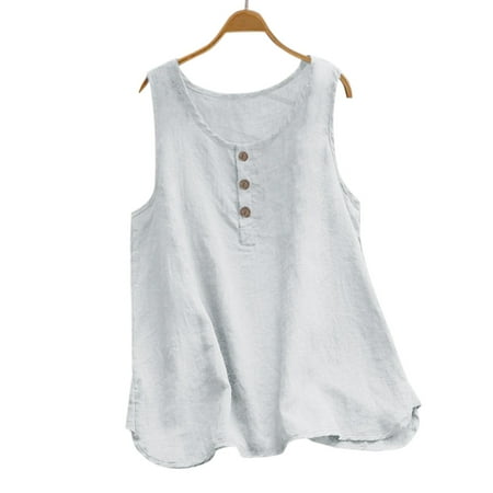 DondPO Going Out Tops for Women Corset Tops Womens Crew Neck Sleeveless Top T Shirt Button Up Top T Shirt Tank Top for Women Camisole Tops White XXL