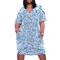 thumbnail image 1 of Patrón circular de meandro griego - Adorno de clave griega Vestido de bolsillo suelto Vestido de hada Vestidos largos Vestido para mujer Verano, 1 of 6