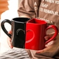 thumbnail image 6 of 2pcs Ceramic Heart Mugs with Comfortable Handle Elegant Coffee Cup for Daily Use Anniversary Present, 6 of 8