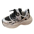 thumbnail image 1 of NOKIO Chaussures d'École pour Enfants Filles Chaussures de Course à Lacets Sangle Ajustable Antidérapantes Espadrilles Athlétiques en Maille École Marche Randonnée Espadrilles de Sport, 1 of 8