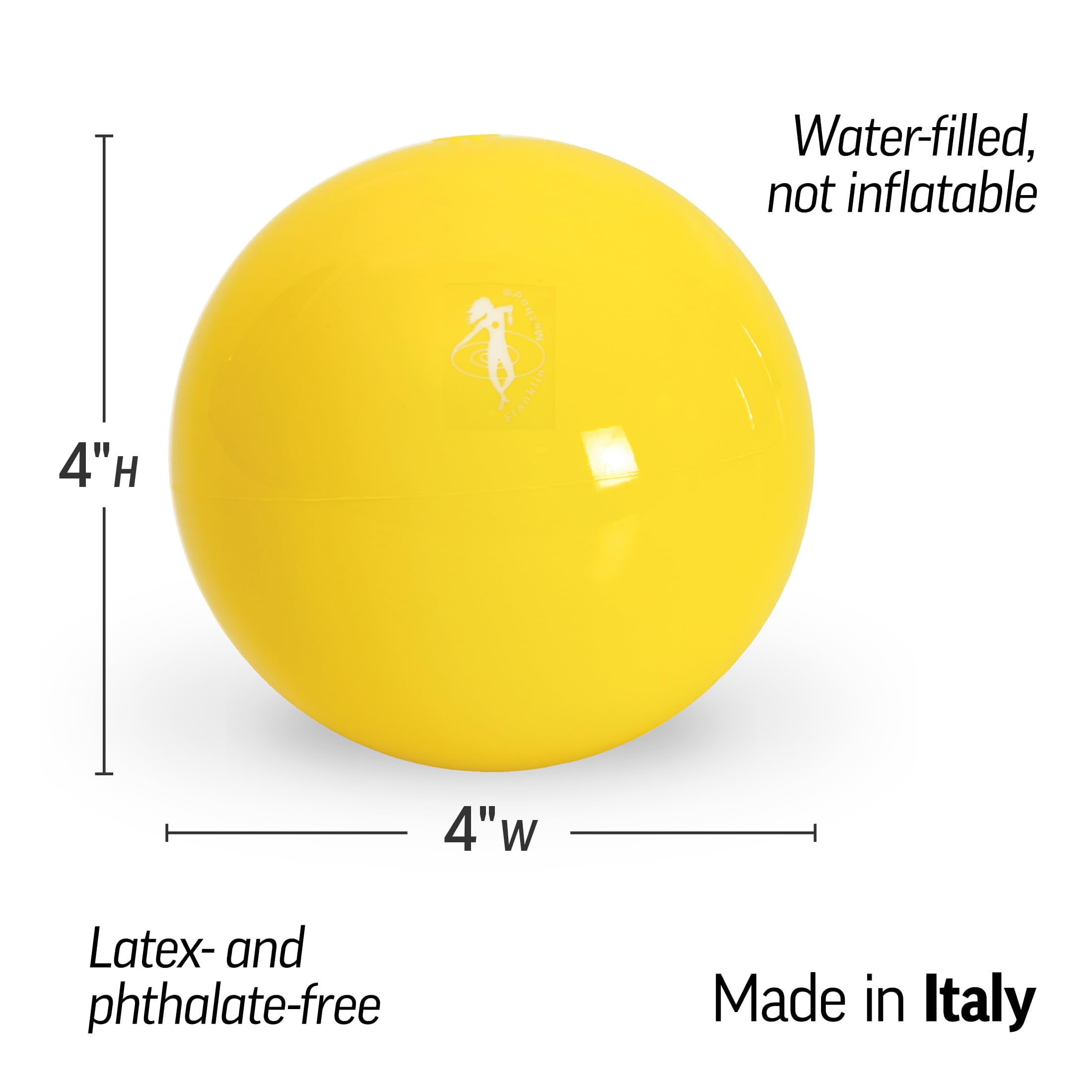 OPTP Franklin Method Fascia Ball, Yellow - Water-Filled 4" Massage Ball for Relieving Tension and Soothing Muscles - Myofascial Release Ball and Pressure Point Reliever