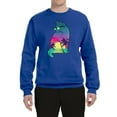 thumbnail image 2 of Neon Beach Sunset Cat California Vibes | Mens Animal Lover Crewneck Graphic Sweatshirt, Royal, 3XL, 2 of 4