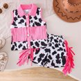 thumbnail image 2 of kpoplk Girls Clothes Summer 2 Piece Outfits Sleeveless Butterfly Knot Ruffle Hem Tops and Shorts Kids Short Sets 2-10 Years Size 2-3 Years,White, 2 of 9