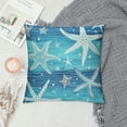 thumbnail image 2 of Creowell Starfish Pillow Case Cover,Coastal Sea Creature Soft Cushion Cover Reversible Print,Farmhouse Blue Wooden Stripes Decorative Throw Pillow Cover ,Multi-Size, 2 of 5