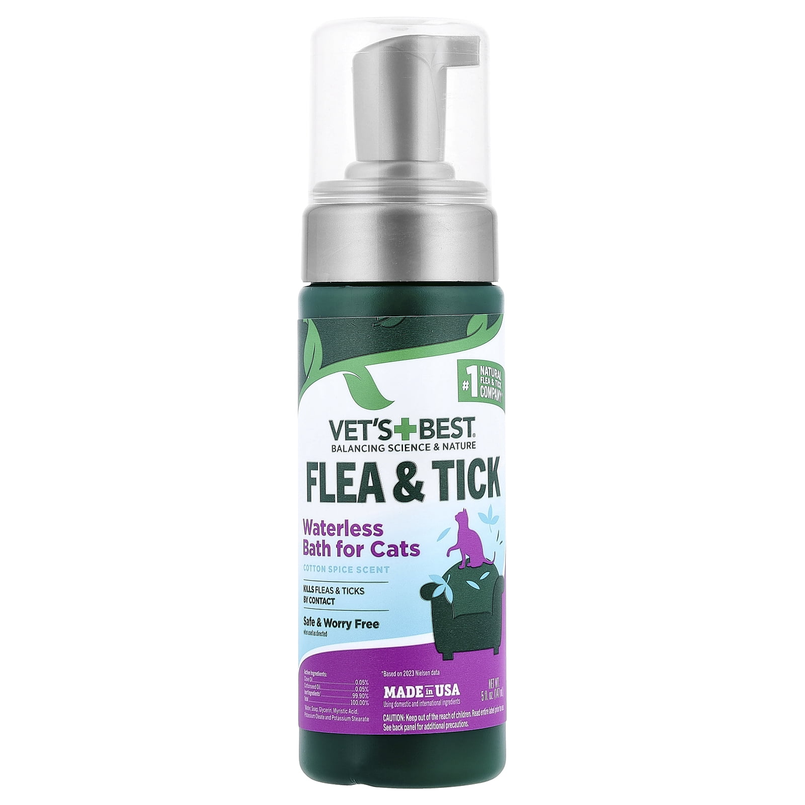 Vet's Best Flea & Tick Cat Waterless Bath 5 fl. oz.