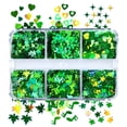 thumbnail image 3 of Accesorios para decoración de uñas, caja pequeña de 6 celdas con lentejuelas verdes de cuatro hojas para realzar las uñas, ideal para el Día de San Patricio. Lentejuelas., 3 of 5