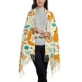 thumbnail image 3 of Cauagu Whimsical Fox Floral Garden Print Women Wrap Shawl tassels Scarves Retro Scarf 77.6"X28.3", 3 of 8