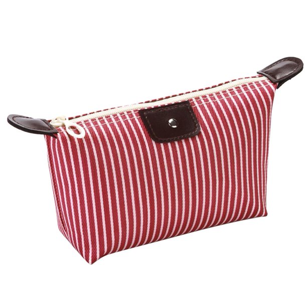 Bolsas de cosméticos con rayas de nailon, neceser de viaje con forma de bola de masa hervida (rojo) Ygjytge Cuidado Belleza