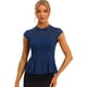 thumbnail image 1 of Blusa de Encaje Rojo Allegra K Con Mangas Casquillo Y Cuello Simulado De Crochet Floral Para Mujer Azul Oscuro M, 1 of 5