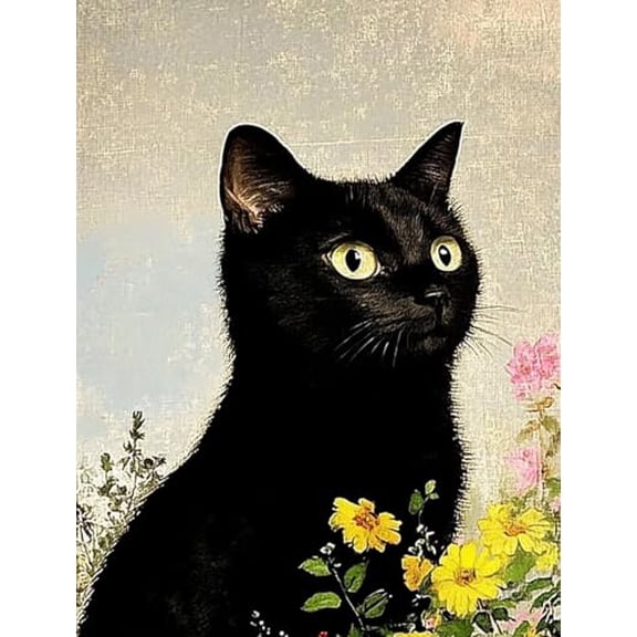 wooden puzzle Black Cat with a Subtle Floral Background Intelligent Game Fit togather a magic Art for home Decoration or Prensent 300 pieces