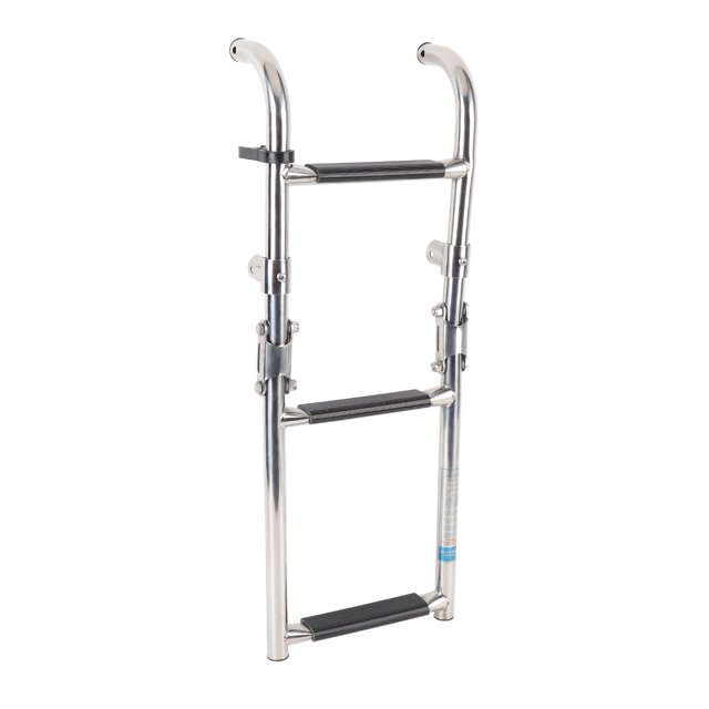 Telescoping Boat Ladder, Stainless Steel Improve Comfort 3 Steps Foldable Boat Ladder Mirror Polished for Yacht for Pontoon