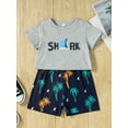 thumbnail image 4 of Seyurigaoka Cool Little Boy Shorts Set, Short Sleeve O-Neck Letter Print Tops + Coconut Tree Elastic Waist Short Pants, 4 of 10