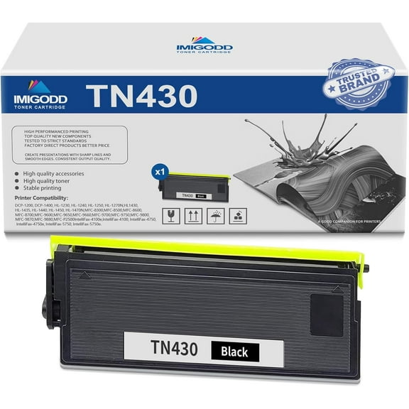 1-Pack TN430 Black Toner Cartridge Replacement for Brother High Capacity 4,000 pages with DCP-1200 1400 HL-1230 1240 1250 1270N 1430 1435 1440 1450 1470N MFC-8300 8500 8600 8700 9600 9650 9660 Printe