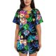 thumbnail image 1 of Balery Colorful Flowers Conjunto de Pijama para Mujer con Estampado, Dos Piezas de Manga Corta y Shorts, Ropa de Dormir Suave con Cuello Redondo y Bolsillos-Medium, 1 of 6