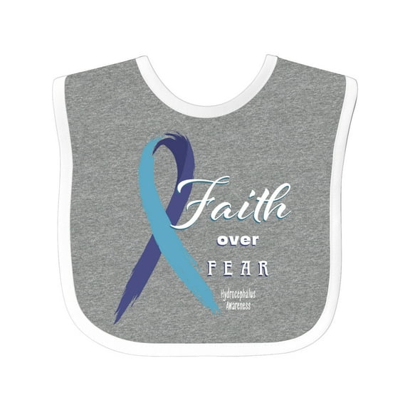 Inktastic Faith over Fear Hydrocephalus Awareness with Blue Ribbon Boys or Girls Baby Bib