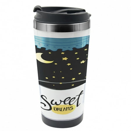

Saying Travel Mug Night Sky in a Jar Steel Thermal Cup 16 oz by Ambesonne