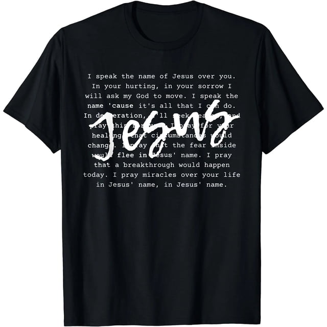 Camiseta de Oración Vintage de Fe Cristiana con el Nombre de Jesús Mujer Talla M Negra