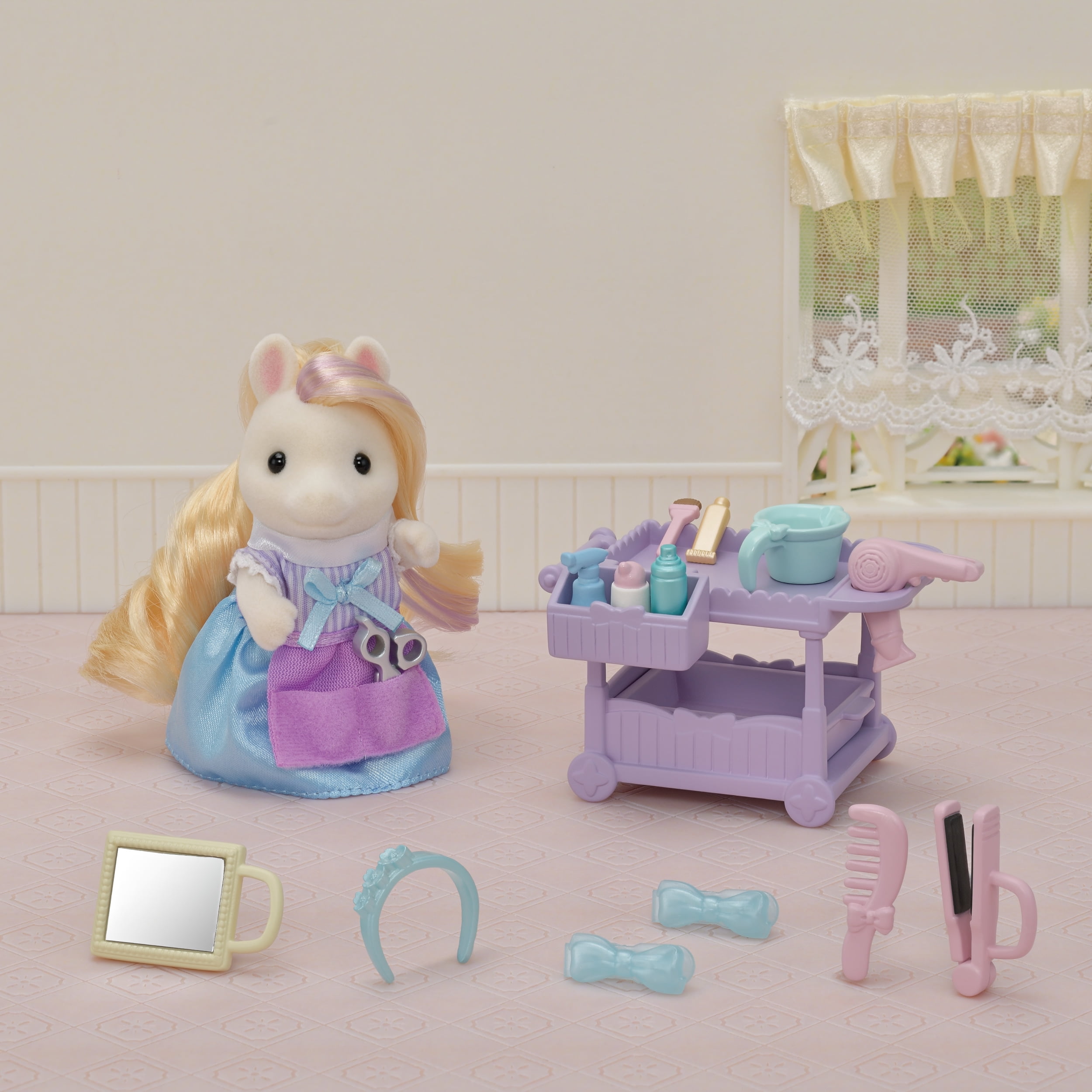 Calico Critters Pony's Hair Stylist Set, Dollhouse Playset with Figure and Accessories