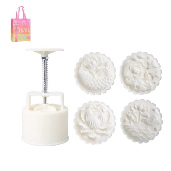 Hand Press Cookie Stamp with 3D Flower & Fish Patterns - Easy Press Biscuit Cutter and Pastry Mold Tool for Uniform Baking, DIY Decorating (XX)