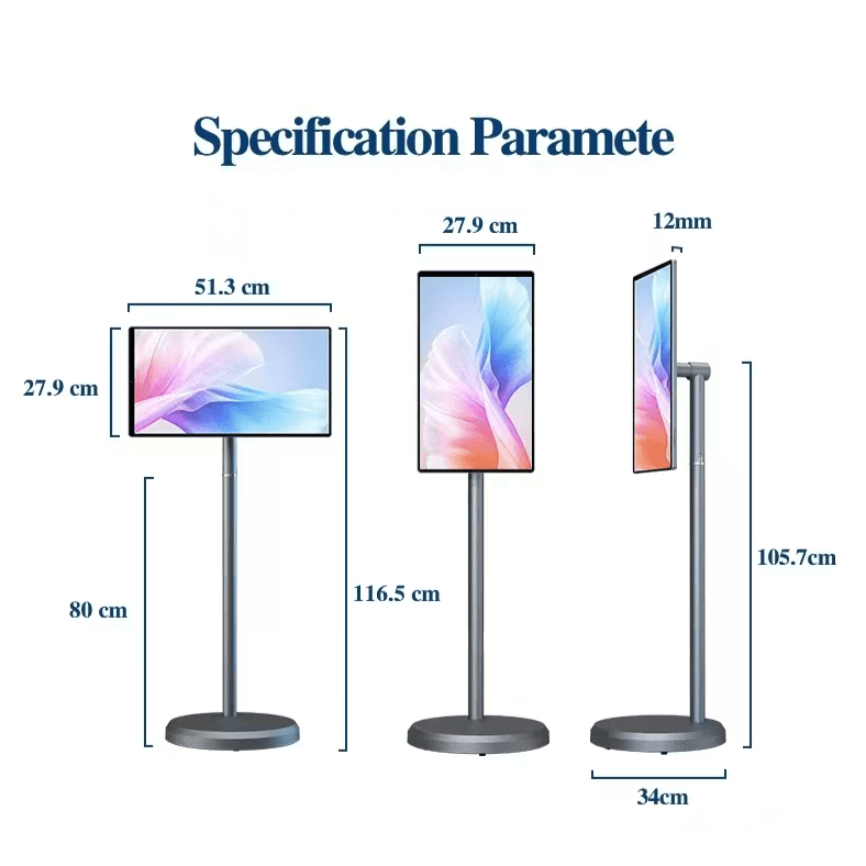 21.5" Portable Touchscreen Smart TV, FHD 1080p, Android, 4+64GB, Built-in 6000mAh Battery, For Indoor/Outdoor Use, Rotating Screen