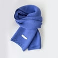 thumbnail image 4 of 2025 Fashion Winter Scarf - Winter Wool Knitted Scarf Women Men Solid Color Ribbed Knit Long Neck Scarf Soft Warm Collar Scarf 64.96'',Color:Blue1, 4 of 4